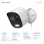 Amcrest 2-Pack ProHD 2-Megapixel Wireless Outdoor Security Camera, Deterrent Outdoor IP WiFi Camera - Full HD 1080P @30fps, IP65 Weatherproof, 33ft Nightvision, Two-Way Audio, 2PACK-ADC2W (White)`