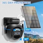 BEENOCAM Solar Security Cameras Wireless Outdoor,2K Solar WiFi Cameras for Home Security,Battery Powered 360°PTZ Security Camera with Color Night Vision,PIR Motion Detection,2-Way Audio,2.4Ghz