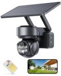 CAKPRIO 4G Cellular Solar Powered Security Cameras,Solar Powered Wireless Outdoor Camera,2K HD PTZ Motion Detection LED Spotlight & Siren Alert SD&Cloud Storage IP65-V2