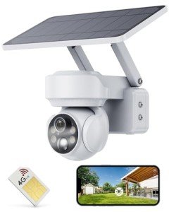 CAKPRIO 4G Cellular Solar Powered Security Cameras,Solar Powered Wireless Outdoor Camera,2K HD PTZ Motion Detection LED Spotlight & Siren Alert SD&Cloud Storage IP65-V90