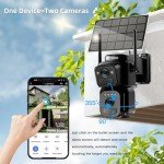BEENOCAM 2K Solar Security Cameras Wireless Outdoor, Dual Lens 360°PTZ Solar Cameras for Home Security with Color Night Vision, PIR Human Detection, Auto Tracking, Spotlight/Siren Alarm, 2.4Ghz, IP66