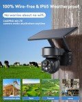 CAKPRIO 4G Cellular Solar Powered Security Cameras,Solar Powered Wireless Outdoor Camera,2K HD PTZ Motion Detection LED Spotlight & Siren Alert SD&Cloud Storage IP65-V2