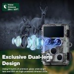VOOPEAK Starlight Night Vision Dual Lens Wildlife Camera WiFi Native 4K 60MP 30FPS Bluetooth Trail Game Cameras with IMX458 Sensors Hunting Cam
