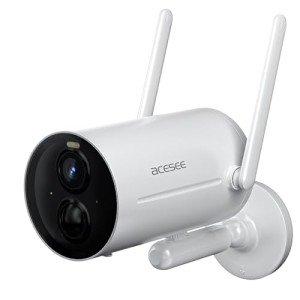 acesee 2K Security Camera Wireless Outdoor - Battery Powered Camera with 1080P Color Night Vision 2.4Ghz WiFi Spotlight Cam with AI Motion Detection 2-Way Talk Cloud/SD - White
