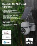 CAKPRIO 4G Cellular Solar Powered Security Cameras,Solar Powered Wireless Outdoor Camera,2K HD PTZ Motion Detection LED Spotlight & Siren Alert SD&Cloud Storage IP65-V90