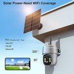 Xparkin Solar Security Cameras Wireless Outdoor Multifunctional Home Security WiFi Camera with PIR Motion Detection & Floodlight, Weatherproof for Garden Front/Backyard (2.4G WiFi Camera Grey)