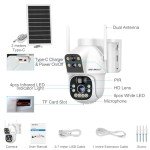 GENBOLT Solar WiFi Security Camera Outdoor Wireless, 8W 15600mAh Battery Powered Home Surveillance Camera CCTV with Dual View, Dual lens Spotlight IP Camera with Color Night, PIR Detection