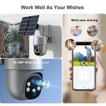 Xparkin Solar Security Cameras Wireless Outdoor Multifunctional Home Security WiFi Camera with PIR Motion Detection & Floodlight, Weatherproof for Garden Front/Backyard (2.4G WiFi Camera Grey)