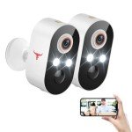 FISHBOT 1080P Wireless Security Camera, Outdoor/Indoor Home Cam with 2-Way Talk, Smart AI Human Detection, Battery Power, 2.4G WiFi Surveillance, Color Night Vision, Cloud Storage (2-pack)