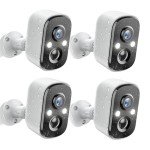 MISECU 2K Security Cameras Wireless Outdoor, Battery Outdoor Camera Wireless w/PIR Human Detection, Dual-Spotlights, Color Night Vision, IP66 Weatherproof, 2-Way Talk, 4 Pack