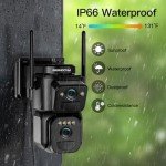 BEENOCAM 2K Solar Security Cameras Wireless Outdoor, Dual Lens 360°PTZ Solar Cameras for Home Security with Color Night Vision, PIR Human Detection, Auto Tracking, Spotlight/Siren Alarm, 2.4Ghz, IP66