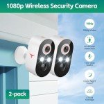 FISHBOT 1080P Wireless Security Camera, Outdoor/Indoor Home Cam with 2-Way Talk, Smart AI Human Detection, Battery Power, 2.4G WiFi Surveillance, Color Night Vision, Cloud Storage (2-pack)