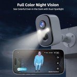MISECU 2K Security Cameras Wireless Outdoor, Battery Outdoor Camera Wireless w/PIR Human Detection, Dual-Spotlights, Color Night Vision, IP66 Weatherproof, 2-Way Talk, 4 Pack