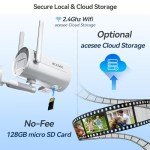 acesee 2K Security Camera Wireless Outdoor - Battery Powered Camera with 1080P Color Night Vision 2.4Ghz WiFi Spotlight Cam with AI Motion Detection 2-Way Talk Cloud/SD - White