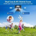 BEENOCAM [8X Zoom 4K Solar Security Cameras Wireless Outdoor, 360°PTZ Solar Outdoor Wireless Cameras for Home Security with 2.4GHz, 2-Way Audio, Full Color Night Vision, PIR Detection, IP66