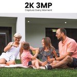 AOQEE Solar Security Camera Outdoor Wireless - 2K Battery Operated CCTV Camera Systems, Home/House Security, PIR Detection, IP65, Colour Night Vision, SD card Storage, Works with Alexa (2-Pack)