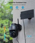 ieGeek 2K Solar Security Camera Outdoor Wireless, 360° Pan Black Battery Camera with Solar Panel, Wifi CCTV Camera Systems, Color Night Vision, PIR Motion Detection, 2-Way Audio, Works with Alexa