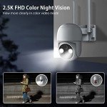 WOOLINK 4PCS 4MP Solar Security Cameras Wireless Outdoor, 2.5K Pan/Tilt Rechargeable Battery Powered, 2.4GHz WiFi Camera for Home Security, Motion Detection, 2-Way Talk, Color Night Vision, Cloud/SD