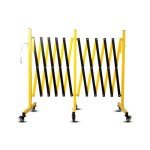 17FT Traffic Barricade with Casters, Metal Expandable Barricade, Folding Security Gate, Retractable Fence Outdoor Barricade Fence for Construction Area, Traffic Control