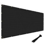 Windscreen4less Privacy Fence Screen Heavy Duty Windscreen Fencing Mesh Fabric Shade Net Cover with Brass Grommtes for Outdoor Wall Garden Yard Pool Deck, 5'x77' Black