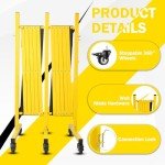 17FT Traffic Barricade with Casters, Metal Expandable Barricade, Folding Security Gate, Retractable Fence Outdoor Barricade Fence for Construction Area, Traffic Control