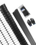 Ezcasch Garden Fence Animal Barrier, Snow Fence Temporary Fence Kit 40 in X 165 Foot, Plastic Safety Fence with 30 45-Inch Steel Stakes and 200 Zipper, Garden Fencing Temporary Fencing for Backyard