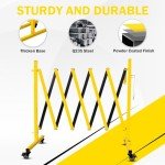 17FT Traffic Barricade with Casters, Metal Expandable Barricade, Folding Security Gate, Retractable Fence Outdoor Barricade Fence for Construction Area, Traffic Control