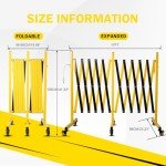 17FT Traffic Barricade with Casters, Metal Expandable Barricade, Folding Security Gate, Retractable Fence Outdoor Barricade Fence for Construction Area, Traffic Control