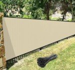 4' x 32' Privacy Fence Screen in Brown with Brass Grommet 85% Blockage Windscreen Outdoor Mesh Fencing Cover Netting 150GSM Fabric - Custom Size