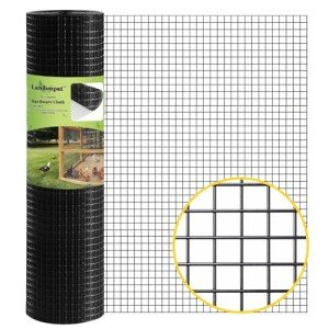 Landonpat Hardware Cloth PVC Black Vinyl Coating Mesh Chicken Wire Mesh, Wire Fence Mesh Roll, Garden Fencing, Chicken Coop, Pet Enclosures or Vegetables Garden Fence (50FT×48IN×1/4IN)