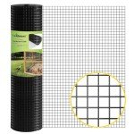 Landonpat Hardware Cloth PVC Black Vinyl Coating Mesh Chicken Wire Mesh, Wire Fence Mesh Roll, Garden Fencing, Chicken Coop, Pet Enclosures or Vegetables Garden Fence (50FT×48IN×1/4IN)