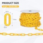 98.5 Feet Plastic Chain Links Fence and Gate Yellow Durable Privacy Protection Blends with Landscaping Easy to Install Ideal for Home and Business