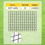 Landonpat Hardware Cloth PVC Black Vinyl Coating Mesh Chicken Wire Mesh, Wire Fence Mesh Roll, Garden Fencing, Chicken Coop, Pet Enclosures or Vegetables Garden Fence (50FT×48IN×1/4IN)