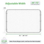 26"-72" W x 4' H Chain Link Garden Fence Gate Kit,Adjust-A-Gate Fit-Right Chain Link Fence Walk-Through Gate Kit, Metal Fencing Gate with Round Corner Frame Heavy Duty Anti-Rust for Outdoor,Yard,Farm