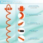 FEED GARDEN 16 Inch Spiral Ground Anchors Kit Heavy Duty Screw in Earth Anchors with Crow Bar, 4 Pack Folding Ring Shed Anchor Kit Ground Stakes for Securing Dogs,Tents, Canopies, Swing Sets,Orange