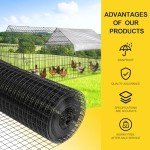 Landonpat Hardware Cloth PVC Black Vinyl Coating Mesh Chicken Wire Mesh, Wire Fence Mesh Roll, Garden Fencing, Chicken Coop, Pet Enclosures or Vegetables Garden Fence (50FT×48IN×1/4IN)