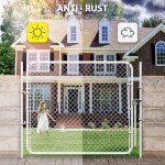 26"-72" W x 4' H Chain Link Garden Fence Gate Kit,Adjust-A-Gate Fit-Right Chain Link Fence Walk-Through Gate Kit, Metal Fencing Gate with Round Corner Frame Heavy Duty Anti-Rust for Outdoor,Yard,Farm
