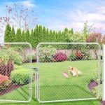 26"-72" W x 4' H Chain Link Garden Fence Gate Kit,Adjust-A-Gate Fit-Right Chain Link Fence Walk-Through Gate Kit, Metal Fencing Gate with Round Corner Frame Heavy Duty Anti-Rust for Outdoor,Yard,Farm