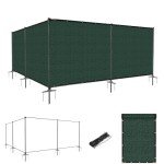 Goleray Outdoor Iron Poles Privacy 6'H x 5'W Fence Metal Fence Covering Privacy for Backyard Garden Deck, 220GSM Fence Screen with Zipties and Base Anchor, Green