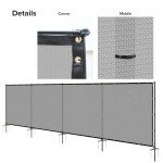 INFRANGE 6'x8' Outdoor Fence Fencing Kit with Poles and Rails Ground Spikes Privacy Fence for Dog Yard Pool Garden Safety Chicken Fence Temporary Painted Iron Pole Light Gray Custom