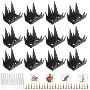 Yaocom 12 Pcs Security Fence Spikes with Screws Intruder Deterrent Fence Wall Spikes Metal Pigeon Spikes for Outside Railing Roof Anti Theft Anti Climbing Bird Repellent Home Security Improvement