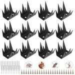 Yaocom 12 Pcs Security Fence Spikes with Screws Intruder Deterrent Fence Wall Spikes Metal Pigeon Spikes for Outside Railing Roof Anti Theft Anti Climbing Bird Repellent Home Security Improvement