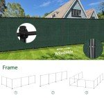 Goleray Outdoor Iron Poles Privacy 6'H x 5'W Fence Metal Fence Covering Privacy for Backyard Garden Deck, 220GSM Fence Screen with Zipties and Base Anchor, Green