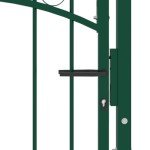 vidaXL Garden/Patio Fence Gate - Arched Top Steel, Green, 100x100 cm - Security Barrier with Lock/Keys, Powder-Coated, Easy Installation, for Garden Terrace