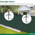 Goleray Outdoor Iron Poles Privacy 6'H x 5'W Fence Metal Fence Covering Privacy for Backyard Garden Deck, 220GSM Fence Screen with Zipties and Base Anchor, Green