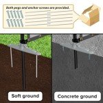 INFRANGE 6'x8' Outdoor Fence Fencing Kit with Poles and Rails Ground Spikes Privacy Fence for Dog Yard Pool Garden Safety Chicken Fence Temporary Painted Iron Pole Light Gray Custom