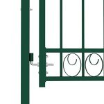 vidaXL Garden/Patio Fence Gate - Arched Top Steel, Green, 100x100 cm - Security Barrier with Lock/Keys, Powder-Coated, Easy Installation, for Garden Terrace