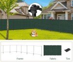 Goleray Outdoor Iron Poles Privacy 6'H x 5'W Fence Metal Fence Covering Privacy for Backyard Garden Deck, 220GSM Fence Screen with Zipties and Base Anchor, Green