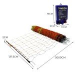 Electric Fence Energiser & Poultry Netting 50m Roll Fencing Battery Powered Controller 10KM Range Chicken Hen Turkey Net Mesh 11 Wires 120cm High 14 Double Spikes Repair Kit Ground Spikes Earth Stake