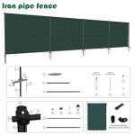 Goleray Outdoor Iron Poles Privacy 6'H x 5'W Fence Metal Fence Covering Privacy for Backyard Garden Deck, 220GSM Fence Screen with Zipties and Base Anchor, Green